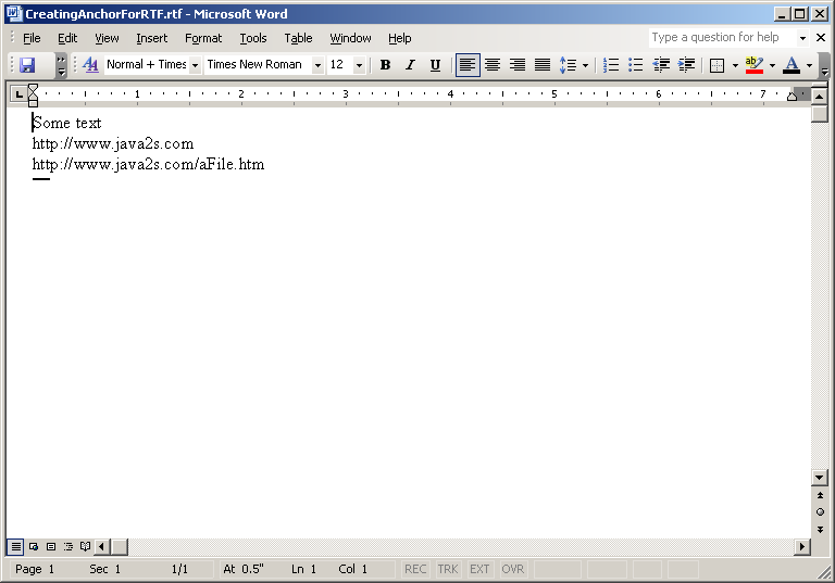 Creating Anchor For RTF