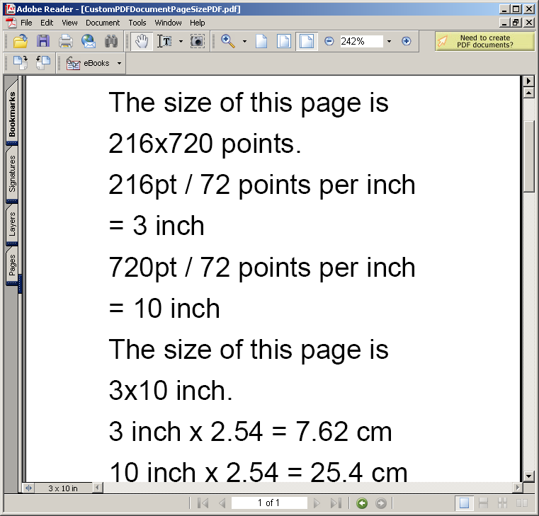 Custom PDF Document: Page Size