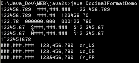 Decimal Format Demo