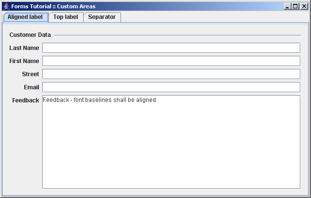 Compares approaches how to append a custom area at the end of
 a panel built with the DefaultFormBuilder