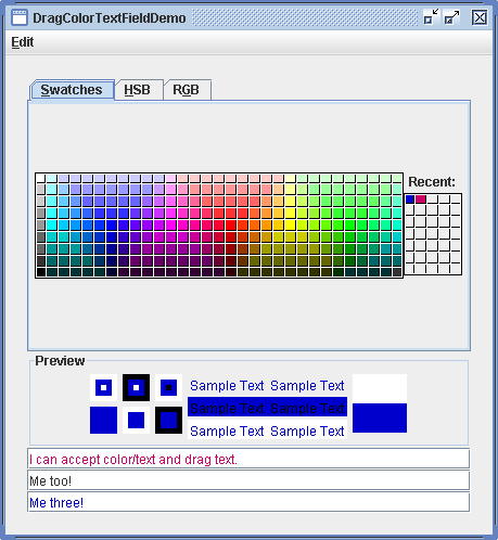 Drag Color TextField Demo