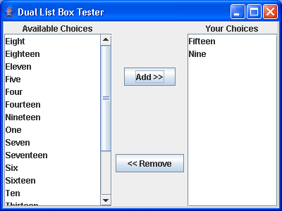 Dual JList with buttons in between