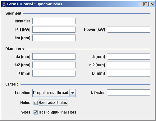 Columns and rows are specified before the panel is filled with components