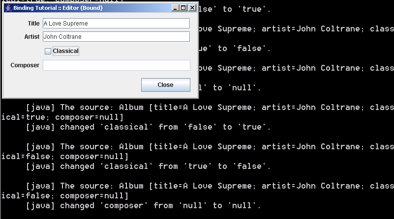 Builds an editor with components bound to the domain object properties