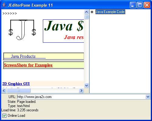 JEditorPane Example 11