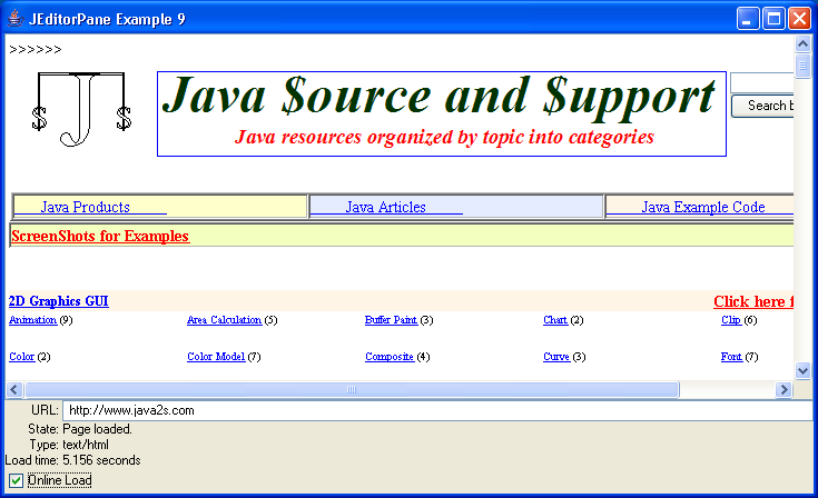 JEditorPane and the Swing HTML Package 9
