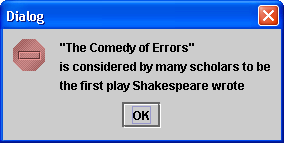 Error message dialog