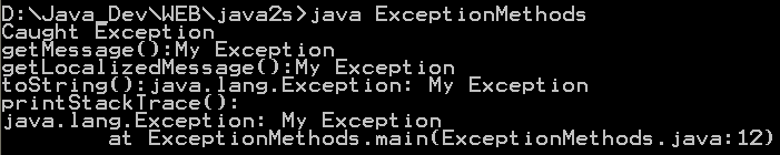 Demonstrating the Exception Methods