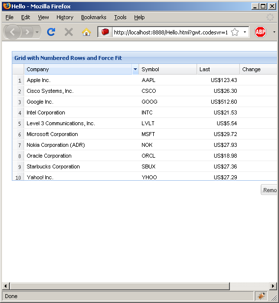 Grid with Numbered Rows and Force Fit (Ext GWT)