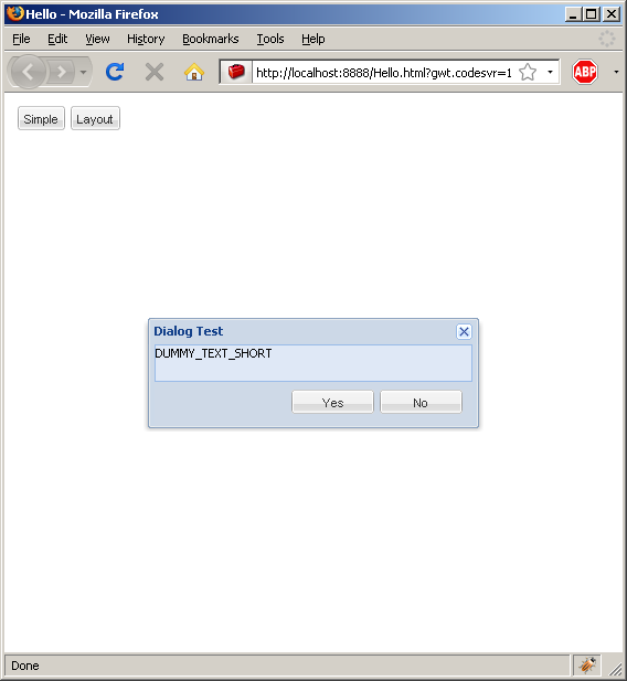 Simple dialog with text area and two buttons (Ext GWT)