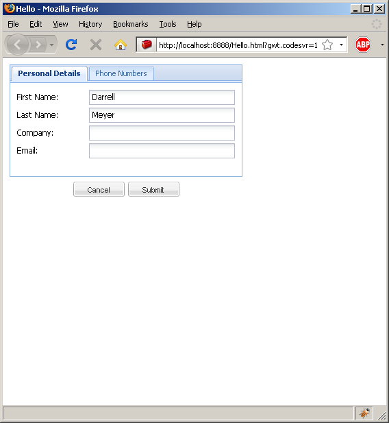 Tabbed Form (Ext GWT)