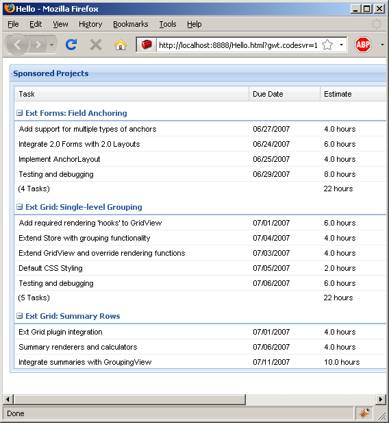 Total summary table (Ext GWT)