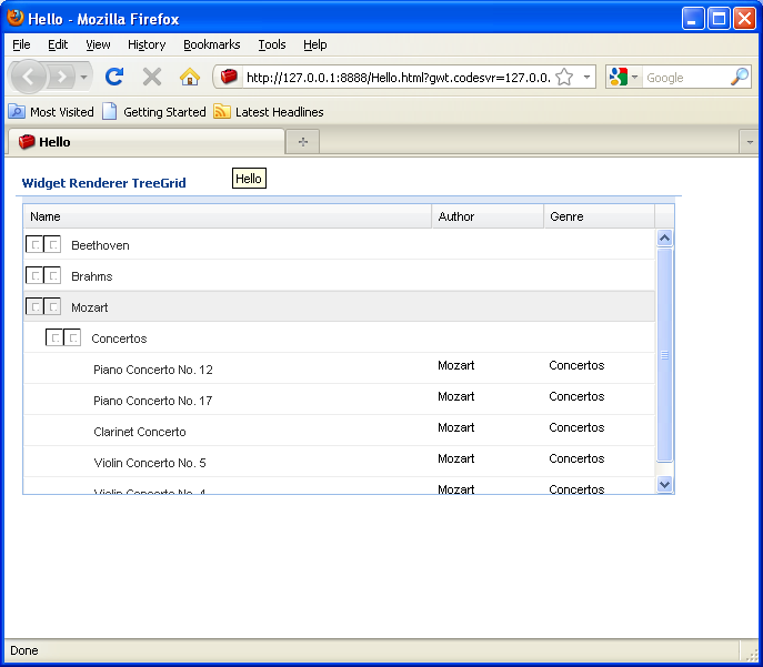 TreeGrid with Widget Example (Ext GWT)