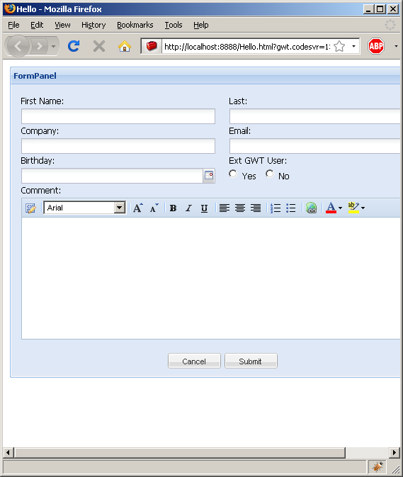 Two-column form (Ext GWT)