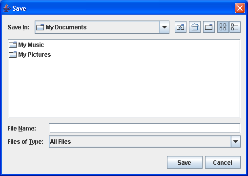 A file view that displays an icon for all files that match a file filter