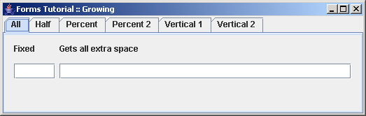 FormLayout growing options: none, default, weighted