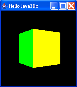 HelloJava3Dc renders a single, rotating cube