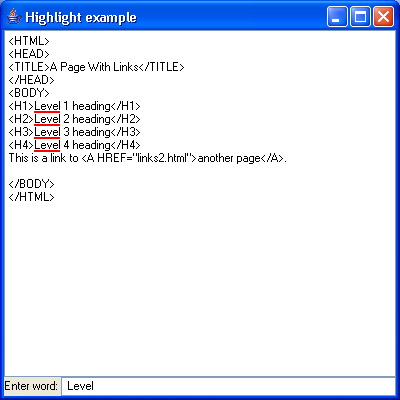 JTextPane Highlight Example