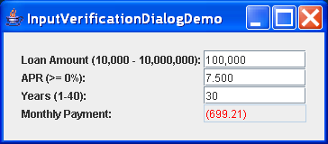 Input Verification Dialog Demo