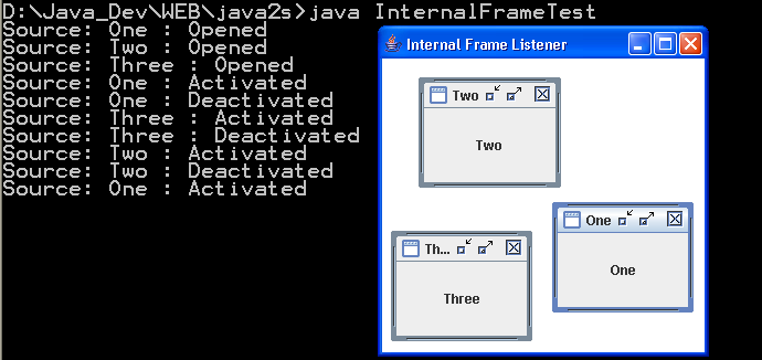 This program demonstrates the use of internal frames