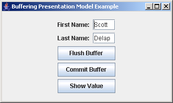 JGoodies Binding: Buffering Presentation Model Example