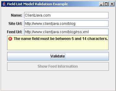Field List Validator Example