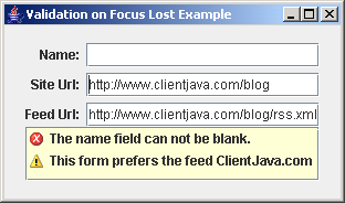 Validating On Focus Lost Example