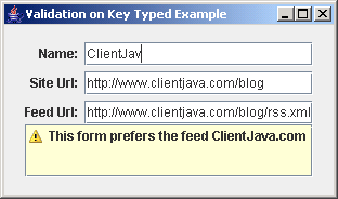 Validating On Key Typed Example