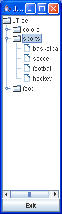 JTree application, showing default tree contents