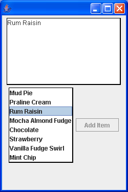 JList: ListModel and ListSelectionModel. The ListModel handles data. ListSelectionModel works with the GUI.