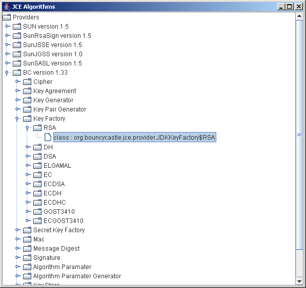 JCE algorithms in Browser