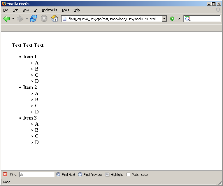 Changing List symbol for HTML document