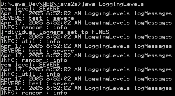 Logging Levels