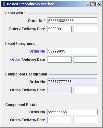 Different styles to mark mandatory fields