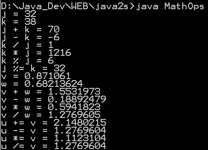 Demonstrates the mathematical operators.