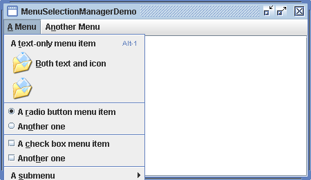 Menu Selection Manager Demo