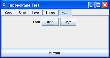 Mnemonic Tabbed Pane Example