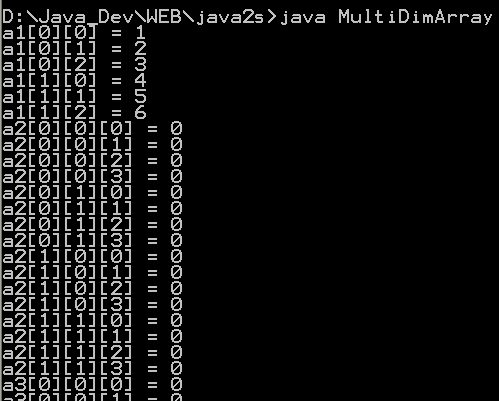 Create multidimension arrays