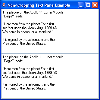 Non Wrapping(Wrap) TextPane