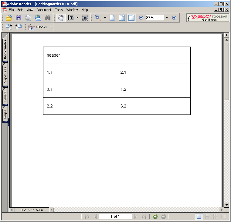 Table Padding Example