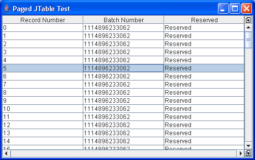 Paging or pagable JTable(Table) Model for large data set