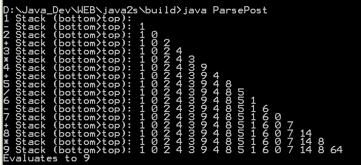 Parse postfix arithmetic expressions