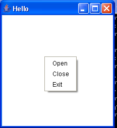 Provide a pop-up menu using a Frame