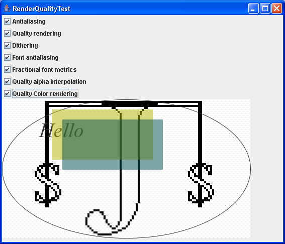 This program demonstrates the effect of the various rendering hints.