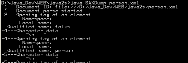 A Program to Display the Input from a SAX Parser