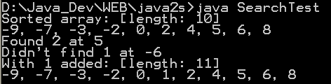 Sorting, Searching, and Inserting into a sorted array