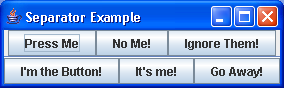 A demonstration of the JSeparator() component used in a toolbar-like