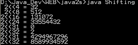 Show some effects of shifting on ints and longs