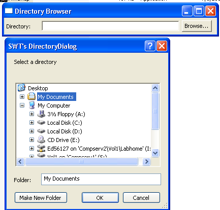 Demonstrates the DirectoryDialog class