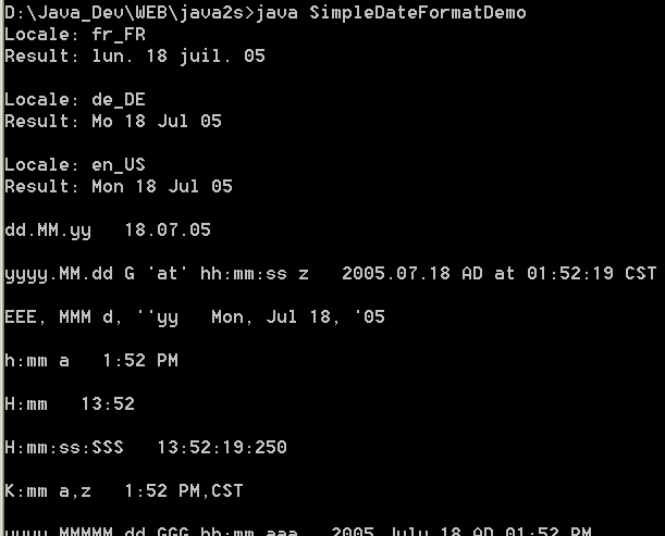 Simple Date Format Demo